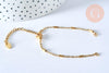 Base de bracelet fine maille tube acier inoxydable 304 doré 14k avec anneaux 16mm, x1 (G4967)