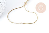 Base de bracelet réglable acier doré 304 inoxydable, 14k maille serpent, 23cm, x1 (G5688)