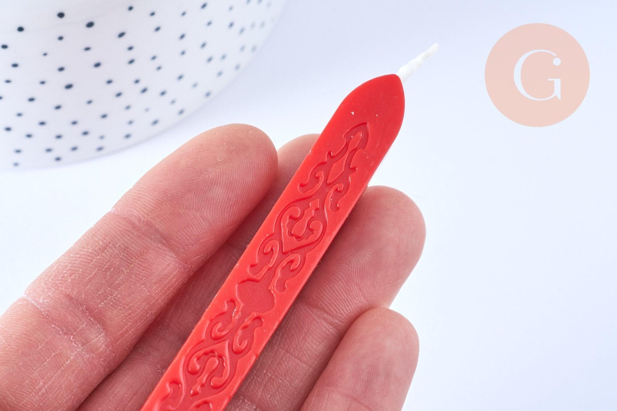 Batonnet de cire à cacheter rouge vif avec mèche, x1 (G7156)