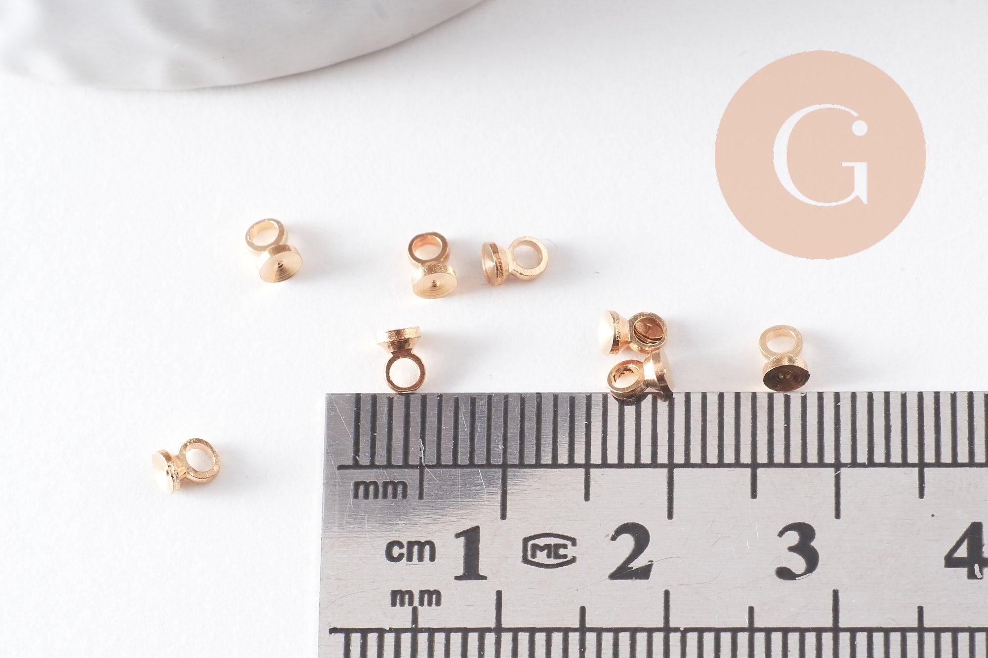 Bélière pendentif coupelles en laiton doré 4mm, x10 (G5258)