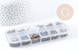 Boite Kit mix de 12 types de fournitures et perles zamac laiton Bronze, x1 (G8845)