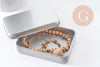 Boite rangement perles bijoux fer platine 9.1 cm, x1 (G10337)