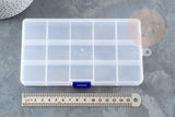 Boite rangement perles en plastique rectangulaire 17cm, x1 (G1350)
