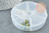 Boite rangement perles en plastique ronde 6 compartiments 7.8cm, x1 (G7213)