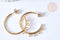 Boucles d'oreilles Anneau demi-créole puce acier 304 inoxydable doré 33.5mm doré, la paire (G4089)
