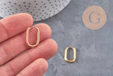 Boucles ovales créoles interchangeable acier 304 inoxydable doré IP 19mm, la paire (G11131)