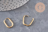 Boucles ovales créoles interchangeable acier 304 inoxydable doré IP 19mm, la paire (G11131)
