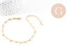 Bracelet acier doré 14k cœur 21cm, x1 (G5346)