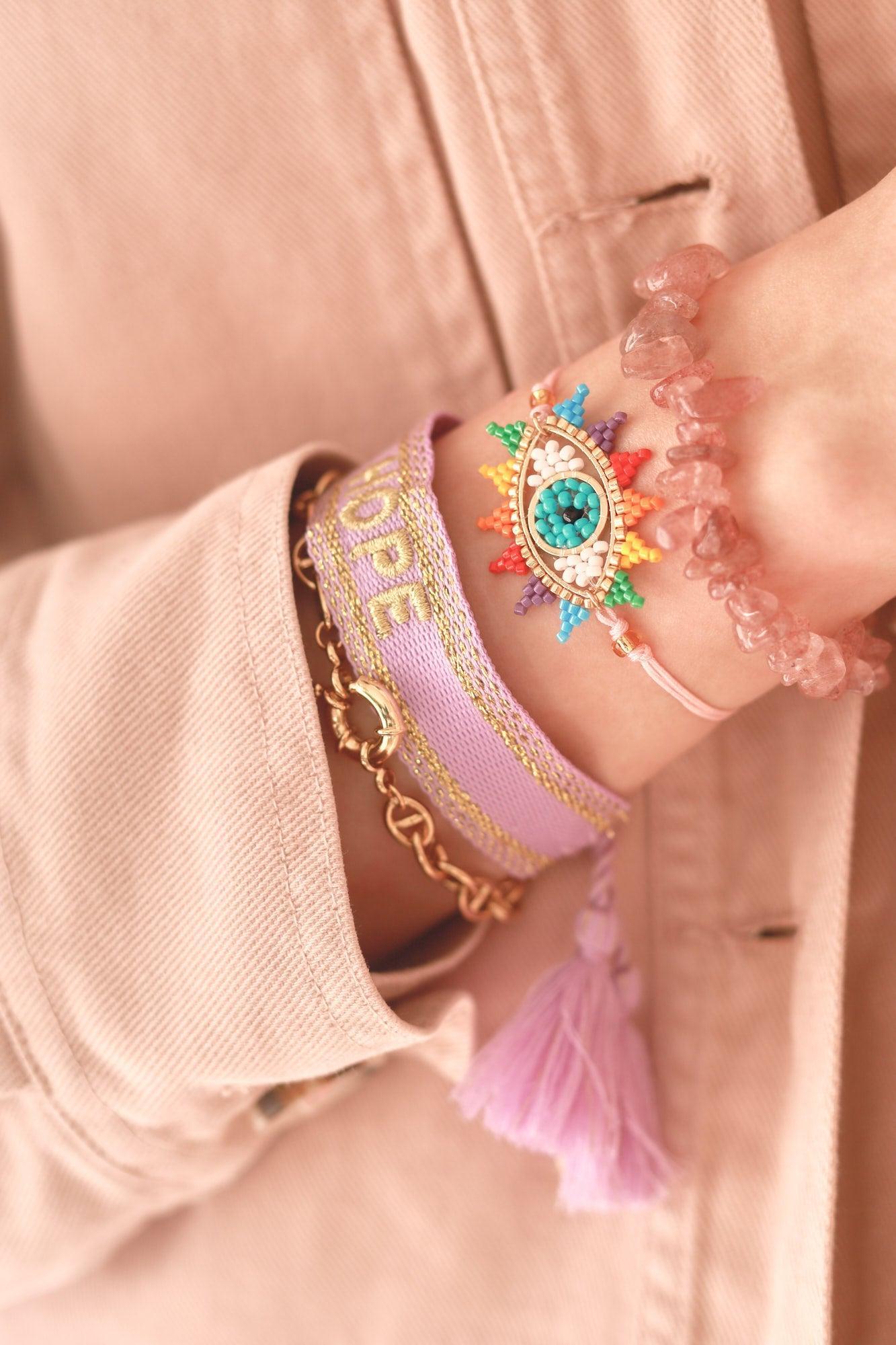 Bracelet brodé J'ADORE HOPE EFJF, x1 (G7649)