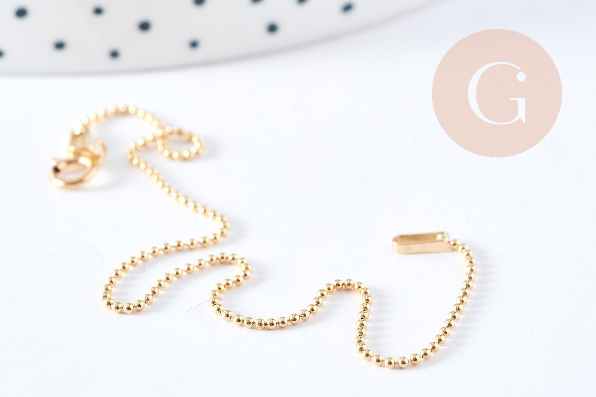 Bracelet chaine boule avec fermoir dorée gold-filled 17.8cm x1 (G8213)
