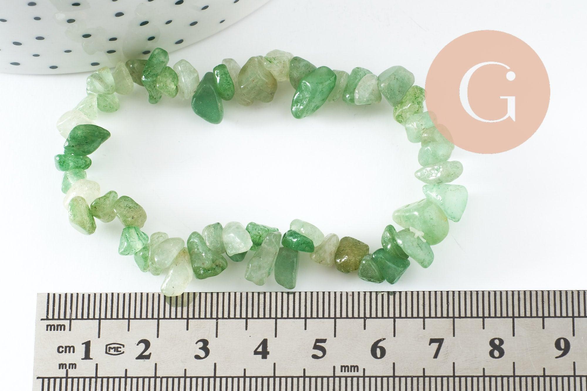 Bracelet élastique chips aventurine verte naturelle 50mm, x1 (G5668)