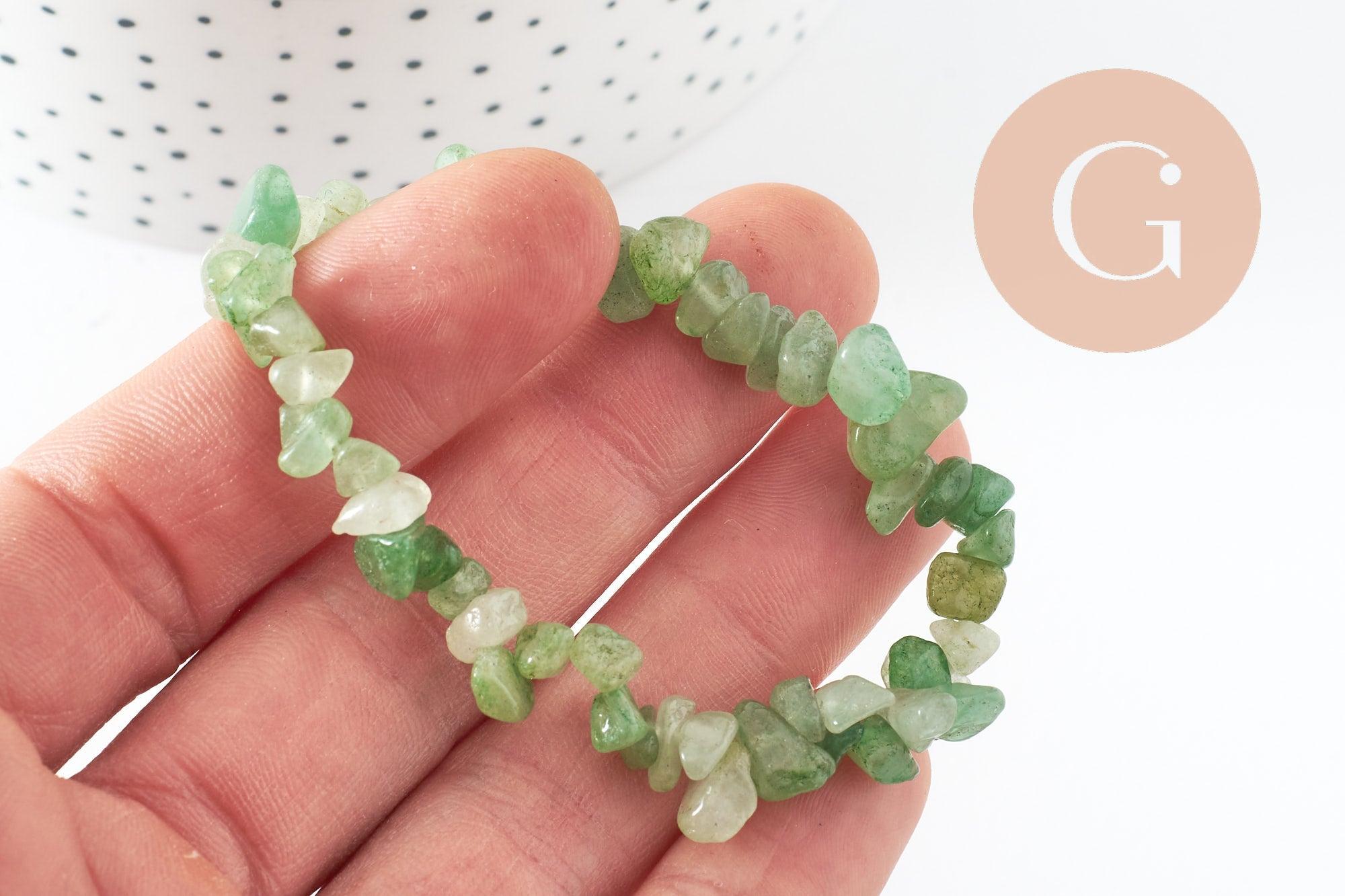 Bracelet élastique chips aventurine verte naturelle 50mm, x1 (G5668)