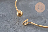 Golden smooth ball stainless steel 304 bangle bracelet 62mm, x1 (G11264)