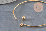 Golden smooth ball stainless steel 304 bangle bracelet 62mm, x1 (G11264)