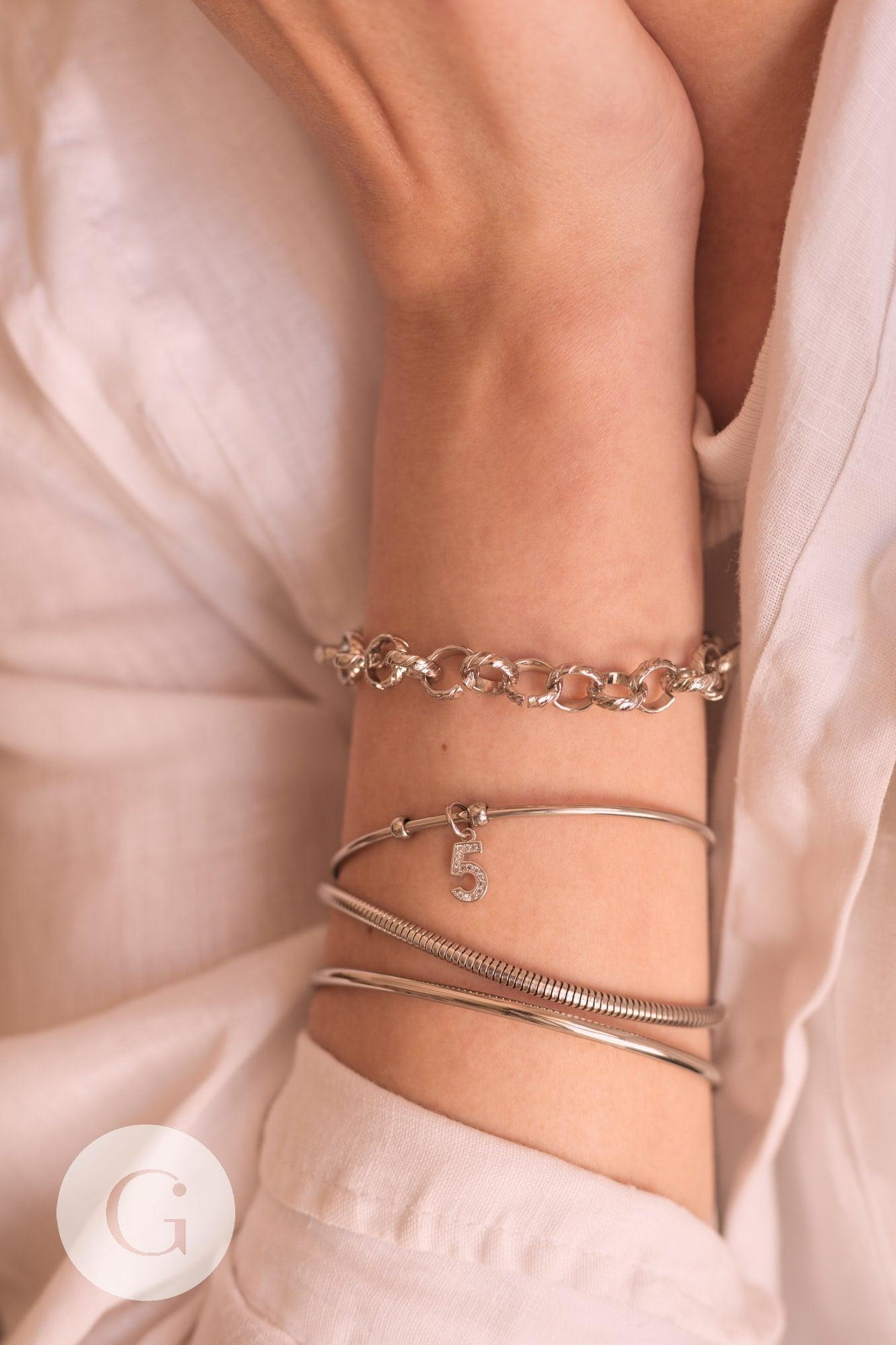 Bracelet jonc lisse rond 3mm acier 304 inoxydable doré/ platine / or rose 65mm, x1 (G9427)
