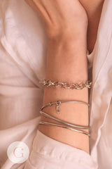Bracelet jonc lisse rond 3mm acier 304 inoxydable doré/ platine / or rose 65mm, x1 (G9427)