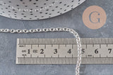 304 Stainless steel rhodium plated curb chain bracelet 4mm/18.5cm, x1 (G11204)
