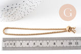 Bracelet maille rolo réglable fermoir coulissant acier inoxydable 304 doré 14k 24cm, x1 (G0188)
