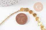 Bracelet pastilles acier doré 14k, acier chirurgical, sans nickel, 20cm, x1 (G0563)