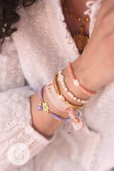 Bracelet réglable cordon polyester laiton & acier 304 doré 18K 24.5cm, x1 (G9575)