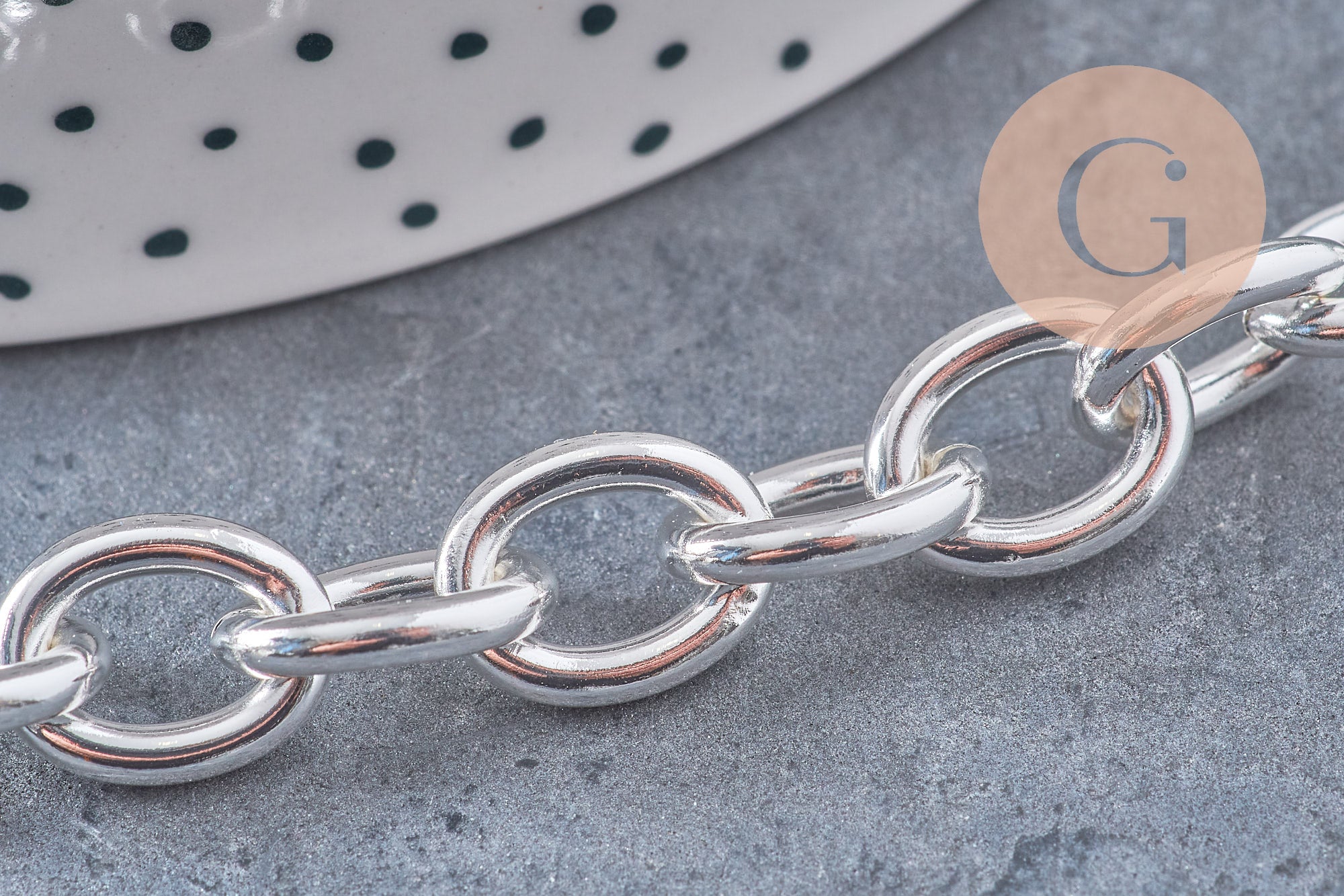 Bracelet très grosse maille acier 304 inoxydable argenté 20.4cm, x1 (G10922)