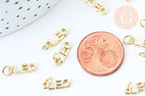 Breloque Lion laiton doré 18k cristal,sans nickel,création bijoux astrologique, pendentif horoscope,12mm, x1 (G6053)