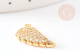 Breloque aile laiton doré 18k cristal,sans nickel,croix bijoux,pendentif ange, Pendentif zircon,16mm, x1 G2577