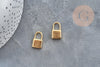 Breloque cadenas acier 304 doré 18k inoxydable 18mm, création bijoux amour, x1 (G2612)