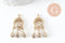 Breloque chandelier laiton doré 18k cristal,sans nickel,création boucles d'oreille zircon,25mm, x1 (G4220)