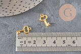 Gold zamac key charm 15.5mm, x10 (G11227)