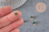 Breloque cube pierre naturelle acier 304 inoxydable doré 10mm, x1 (G11388)-Breloques et pendentifs-Gingerlily Perles