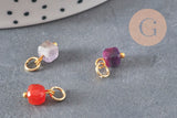 Breloque cube pierre naturelle acier 304 inoxydable doré 10mm, x1 (G11388)-Breloques et pendentifs-Gingerlily Perles
