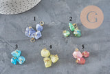 Breloque pépite quartz naturel coloré acier 304 inoxydable doré 15mm, x1 (G11368)-Breloques et pendentifs-Gingerlily Perles