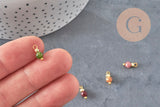 Breloque ronde Jade teinté laiton doré 11.5mm, x1 (G11365)-Breloques et pendentifs-Gingerlily Perles