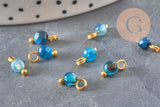 Breloque ronde agate naturelle facetée laiton doré 8.5mm, x1 (G11370)-Breloques et pendentifs-Gingerlily Perles