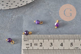 Breloque ronde agate naturelle facetée laiton doré 8.5mm, x1 (G11370)-Breloques et pendentifs-Gingerlily Perles