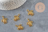 Gold-plated zamak turtle charm 23mm, x5 (G11229)