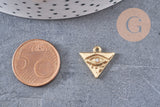 Breloque triangle oeil protecteur zamac doré 18k cristal zircon 9mm,sans nickel, pendentif chance, x1 G6007
