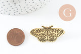 Broche papillon gravée acier 304 inoxydable doré 41mm, x1 (G9787)