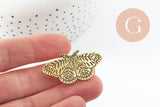 Broche papillon gravée acier 304 inoxydable doré 41mm, x1 (G9787)