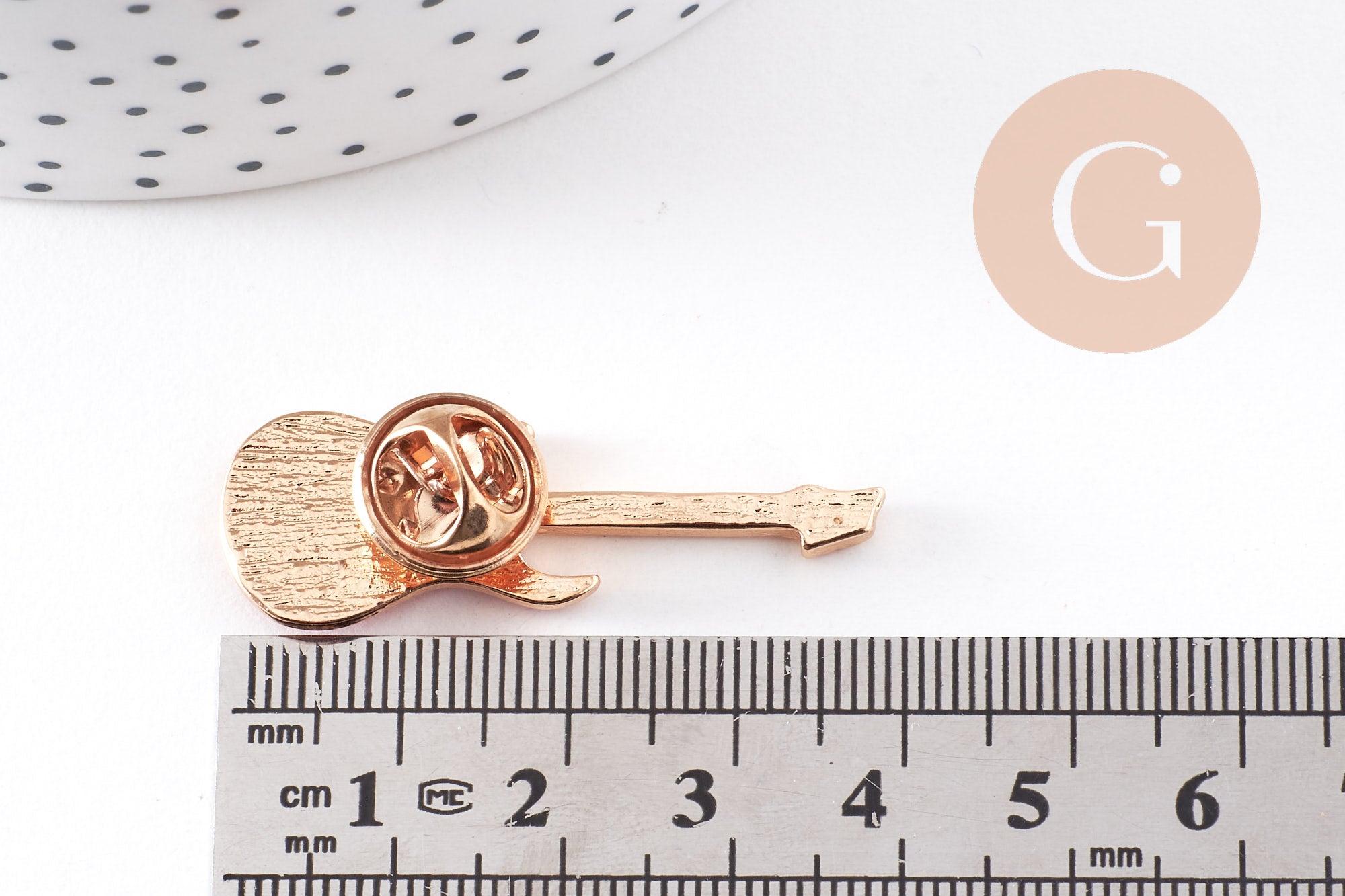 Broche pins guitare émail rouge doré 42mm, x1 (G10168)