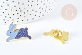 Broche pins lapin bicolore doré émail,broche dorée,décoration veste ,x1 (G8511)
