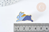Broche pins lapin bicolore doré émail,broche dorée,décoration veste ,x1 (G8511)