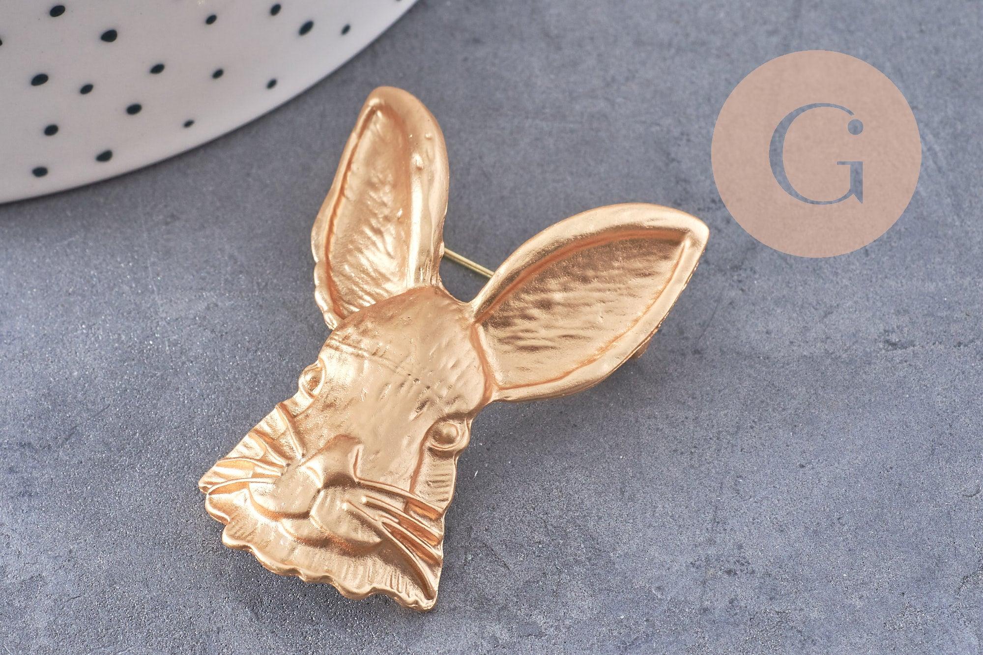 Broche pins lapin doré ou argenté 54mm, x1 (G10352)