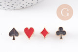 Broche pins symbole carte à jouer coeur carreau trèfle pique zamac doré émail 12-13mm x1 (G10162)