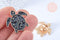 Broche pin's tortue de mer motif mystique noir doré émail 26.5mm, x1 (G6616)
