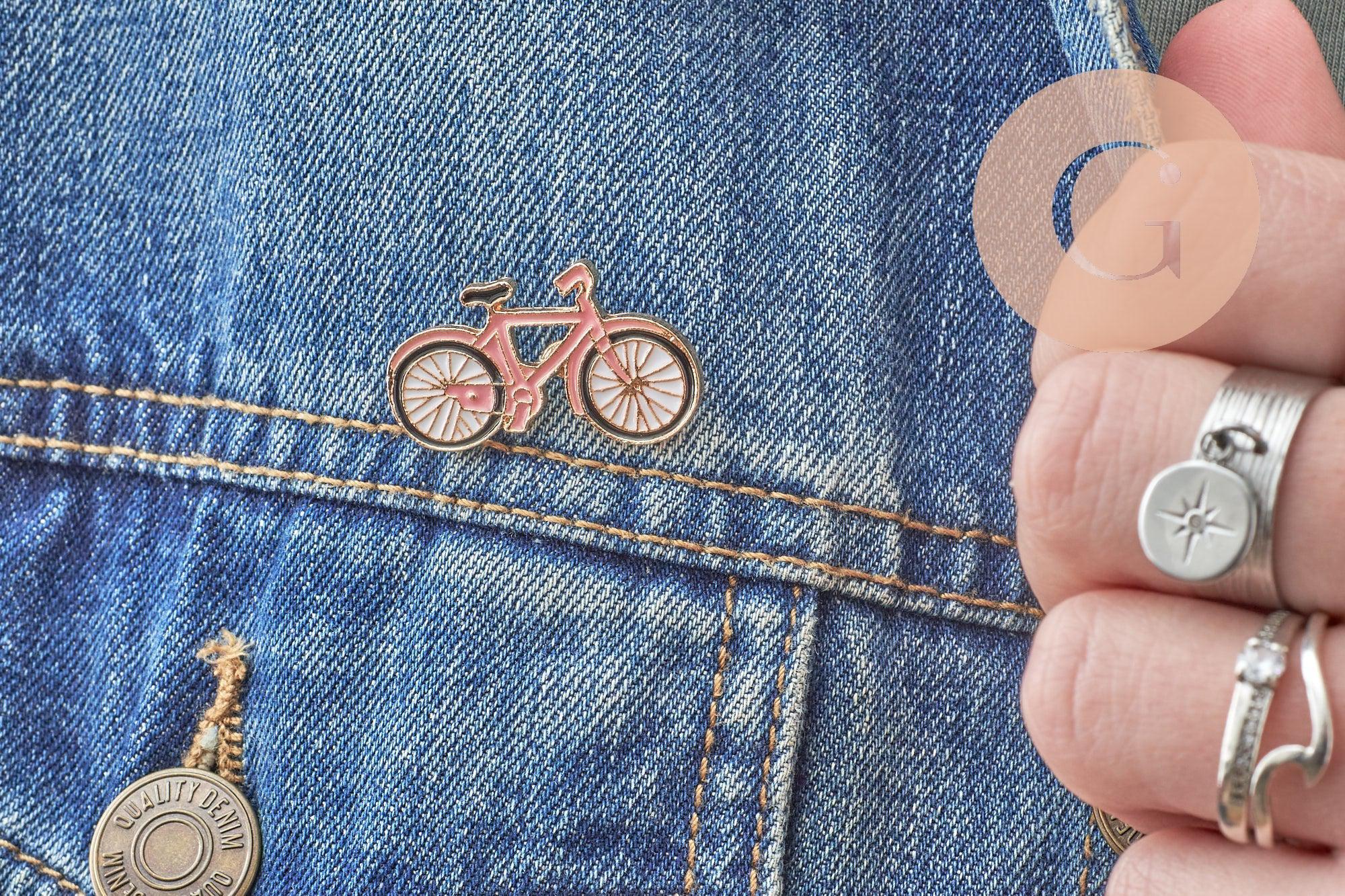 Broche pins vélo bicyclette émaillé rose 31.5mm, x1 (G9537)