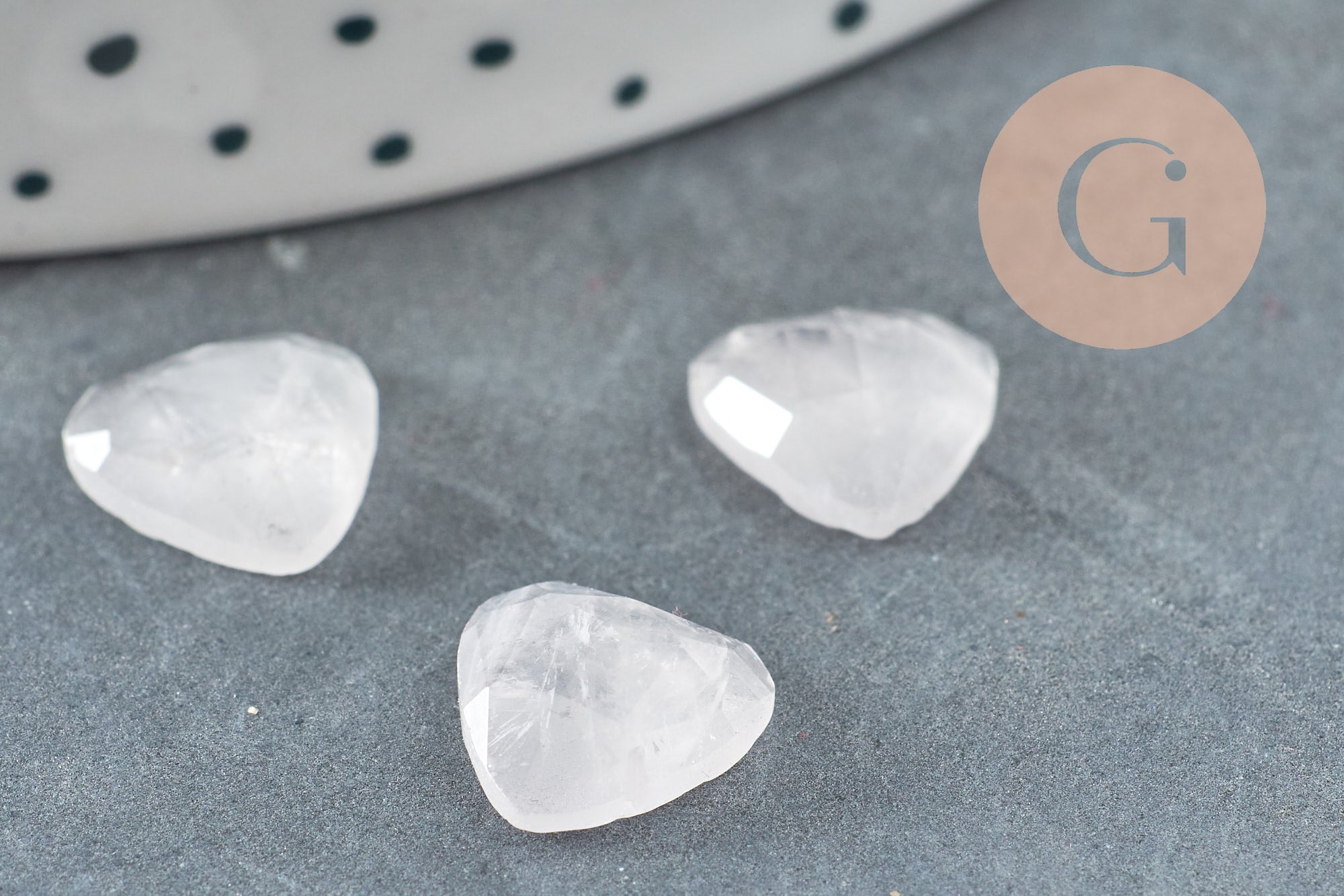 Cabochon Cœur pierre quartz rose naturel facetté 10mm, x1 (G8877)