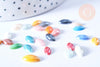 Cabochon Marquise horse eyel verre irisé multicolore 4x10mm, x10 (G8704)