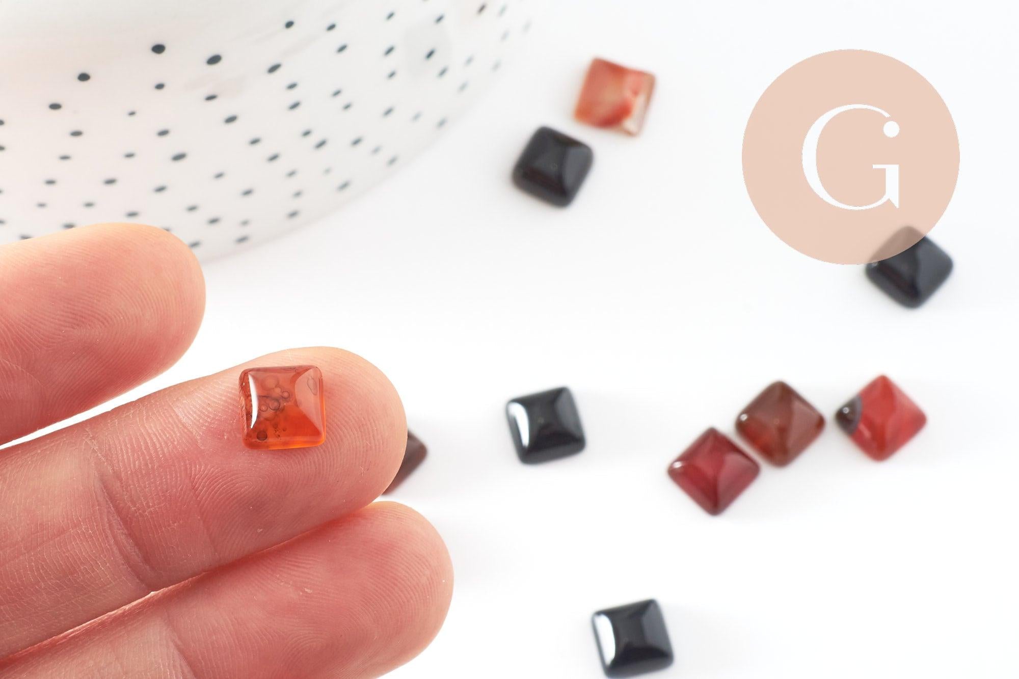 Cabochon carré agate naturelle 8x8mm, x1 (G2889)